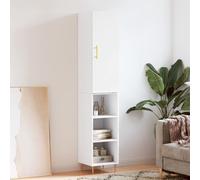 vidaXL Buffet Haut, Armoire de Rangement avec Pieds, Meuble de Rangement, Organisateur Salon Salle de Séjour, Moderne, Blanc Bois d'Ingénierie Blanc