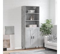vidaXL Highboard gris béton 69,5x34x180 cm Bois composite