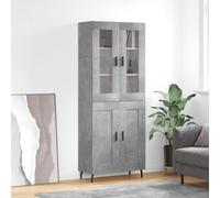 vidaXL Highboard gris béton 69,5x34x180 cm Bois composite