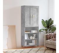 vidaXL Highboard gris béton 69,5x34x180 cm Bois composite