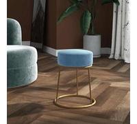 Hocker rond fluweel lichtblauw340261