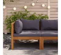 Bois d'Acacia Canapé Central Sectionnel et Coussins Gris Foncé Jardin vidaXL