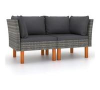 vidaXL Hoekbanken 2 st poly rattan en massief eucalyptushout315758 G