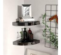 Hoekschappen zwevend 2 st 25x25x3,8 cm MDF hoogglans zwart323890