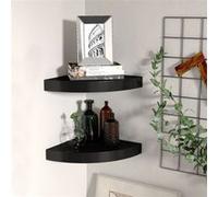 Hoekschappen zwevend 2 st 25x25x3,8 cm MDF zwart323899