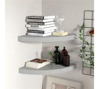 Hoekschappen zwevend 2 st 35x35x3,8 cm MDF grijs323923