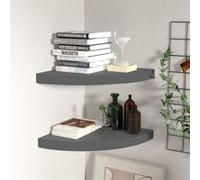 vidaXL Étagères d'angle flottantes 2 pcs Gris brillant 35x35x3,8cm MDF