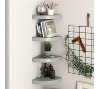 vidaXL Hoekschappen zwevend 4 st 25x25x3,8 cm MDF grijs323903 Gris G
