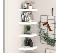 vidaXL Étagères d'angle flottantes 4 pcs Blanc brillant 25×25×3,8 cm MDF