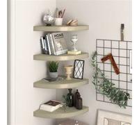 Vidaxl Étagères D'angle Flottantes 4 Pcs Chêne 35x35x3,8 Cm Mdf Multicolore