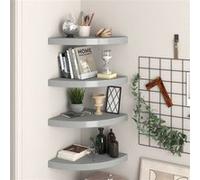 vidaXL Hoekschappen zwevend 4 st 35x35x3,8 cm MDF grijs323924 Gris G