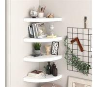 vidaXL Hoekschappen zwevend 4 st 35x35x3,8 cm MDF hoogglans wit323909 Blanc G