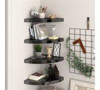 vidaXL Étagères d'angle flottantes 4x MDF Noir brillant 35x35x3,8 cm Salon/Chambre