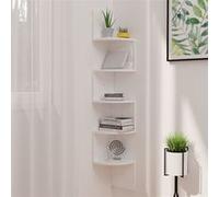 vidaXL Étagère d'angle murale bois traité blanc brillant 19x19x123 cm 326837