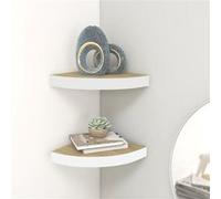 Vidaxl ?Tag¿¿Res D'angle Murales 2 Pcs Ch¿ºne Et Blanc 25x25x3,8 Cm Mdf Multicolore