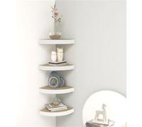 vidaXL Hoekwandschappen 4 st 25x25x3,8 cm MDF eikenkleurig en wit326632 Brun G