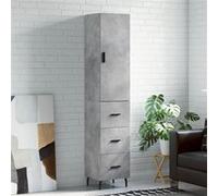 Vidaxl Buffet Haut Gris Béton 34,5x34x180 Cm Bois D'ingénierie Gris