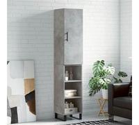 Vidaxl Buffet Haut Gris Béton 34,5x34x180 Cm Bois D'ingénierie Gris
