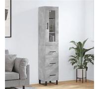 Vidaxl Buffet Haut Gris Béton 34,5x34x180 Cm Bois D'ingénierie Gris