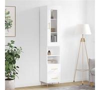 vidaXL Hoge kast 34,5x34x180 cm bewerkt hout wit3199289 Blanc G