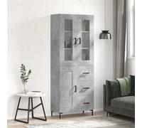 vidaXL Hoge kast 69,5x34x180 cm bewerkt hout betongrijs 3198661 Gris G