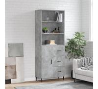 Vidaxl Buffet Haut Gris Béton 69,5x34x180 Cm Bois D'ingénierie Gris