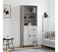 Vidaxl Buffet Haut Gris Béton 69,5x34x180 Cm Bois D'ingénierie Gris