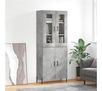 Vidaxl Buffet Haut Gris Béton 69,5x34x180 Cm Bois D'ingénierie Gris
