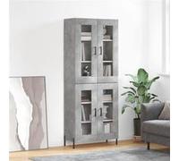 Vidaxl Buffet Haut Gris Béton 69,5x34x180 Cm Bois D'ingénierie Gris