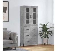 Vidaxl Buffet Haut Gris Béton 69,5x34x180 Cm Bois D'ingénierie Gris