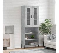 Vidaxl Buffet Haut Gris Béton 69,5x34x180 Cm Bois D'ingénierie Gris