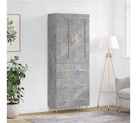 vidaXL Hoge kast 69,5x34x180 cm bewerkt hout betongrijs3199741 Gris G