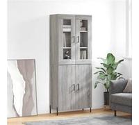 Vidaxl Buffet Haut Sonoma Gris 69,5x34x180 Cm Bois D'ingénierie Gris