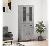 vidaXL Hoge kast 69,5x34x180 cm bewerkt hout grijs sonoma eikenkleurig3198543 Gris G