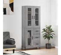 Vidaxl Buffet Haut Sonoma Gris 69,5x34x180 Cm Bois D'ingénierie Gris