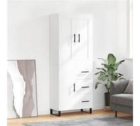 Vidaxl Buffet Haut Blanc 69,5x34x180 Cm Bois D'ingénierie Multicolore