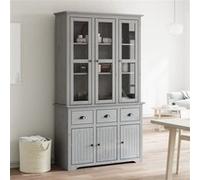Vidaxl Buffet Bodo Gris 115,5x43x200,5 Cm Bois Massif De Pin Multicolore