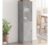vidaXL Buffet 836444 - portes en verre, rangement 35x37x142 cm, gris béton