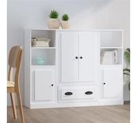 vidaXL Buffets 3 pcs Bois d'ingénierie Blanc