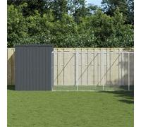vidaXL Niche pour chien avec cour anthracite 214x1273x181 cm, cage pour chien, abri pour chien, maison pour animaux, cages 3189124