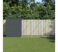 vidaXL Hondenhok met ren 214x661x181 cm gegalvaniseerd staal antraciet3189121 G