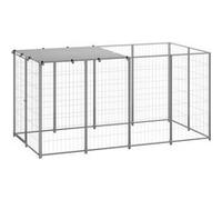 Chenil Argenté 2,42 m² Acier Enclos pour Chiots Cage Chiens Extérieur vidaXL