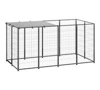 vidaXL Hondenkennel 2,42 mÂ² staal zwart 3082199 Noir G