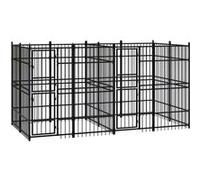 vidaXL Hondenkennel 7,37 mÂ² staal 3098010 Noir G