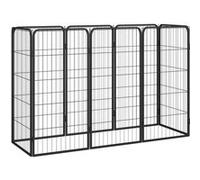 vidaXL Hondenkennel 8 panelen 50x100 cm gepoedercoat staal zwart3115958 Noir G