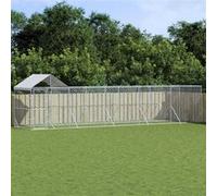 Vidaxl Chenil D'extérieur Pour Chiens Avec Toit Argenté 10x2x2,5 M