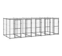 vidaXL Hondenkennel met dak 12,1 mÂ² staal3082252 Noir G