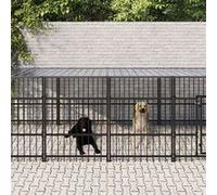 vidaXL Hondenkennel met dak 18,77 mÂ² staal3124615 G