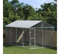 Vidaxl Chenil D'extérieur Pour Chiens Avec Toit Argenté 3x6x2,5 M