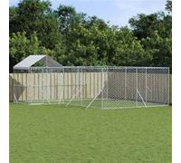 Vidaxl Chenil D'extérieur Pour Chiens Avec Toit Argenté 6x6x2,5 M